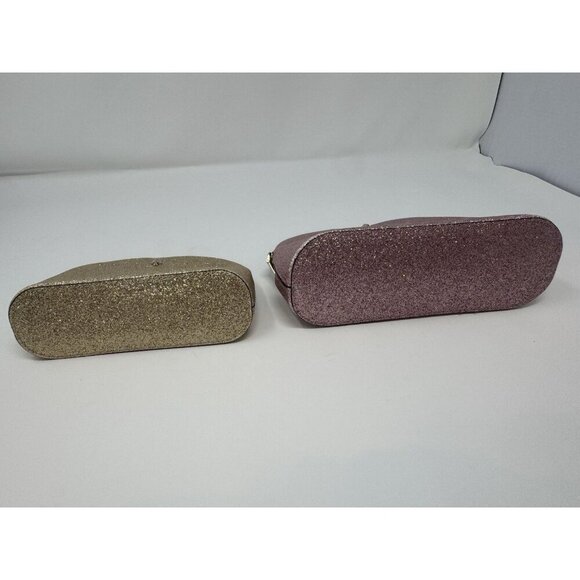 KATE SPADE Rose Gold/Pink and Gold Glitter Domed Cosmetic Bag Set of 2 - Picture 5 of 10